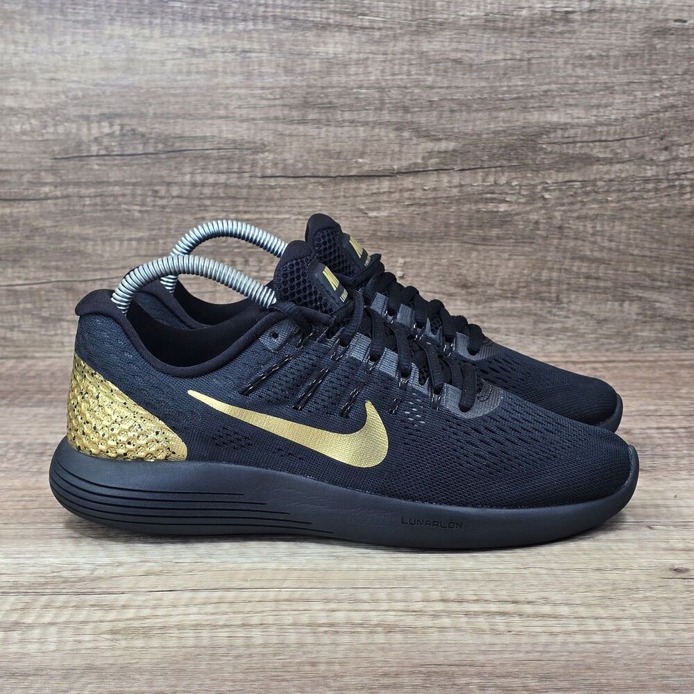 Nike LunarGlide 8 Women's Size 8.5 Black Gold Running Shoes 878705-007